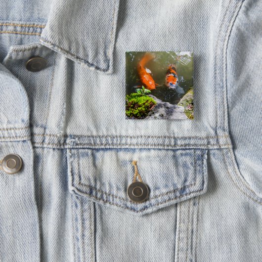 Koi-Fisch in einem Teich Button (Beispiel)