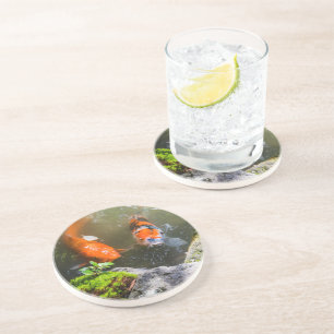 Koi-Fisch in einem Teich Getränkeuntersetzer
