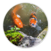 Koi-Fisch in einem Teich Keramikknauf (Vorderseite)