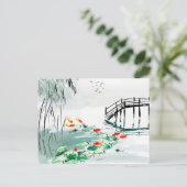 Koi Fisch in einer ruhigen Teich-China Postkarte (Stehend Vorderseite)