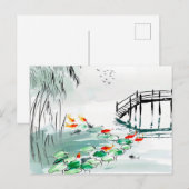 Koi Fisch in einer ruhigen Teich-China Postkarte (Vorne/Hinten)