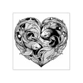 Koi Fisch in Herzform Liebe, Gleichgewicht & Harmo Gummistempel (Prägung)