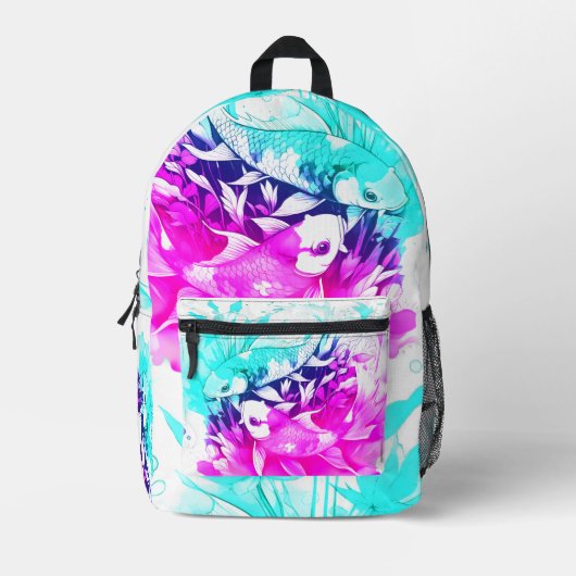 Koi Fisch in Rosa und Blau Bedruckter Rucksack (Vorderseite)