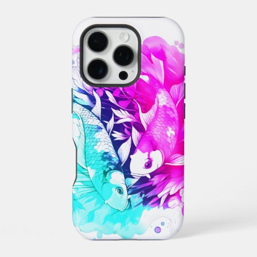 Koi Fisch in Rosa und Blau iPhone Hülle (Rückseite)
