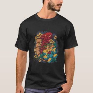 Koi-Fisch japanischer Streetwear mit Lotusblumen T-Shirt