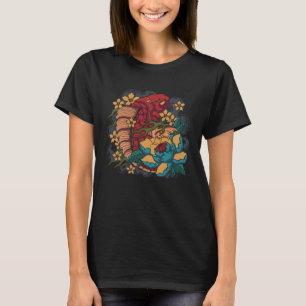 Koi-Fisch japanischer Streetwear mit Lotusblumen T-Shirt