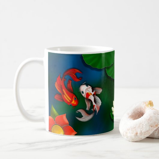 Koi-Fisch Kaffeetasse (Mit Donut)