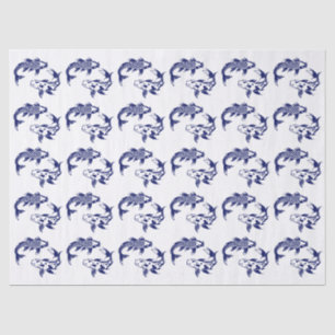 Koi-Fisch Karp #3 DIY-Farben Blau Seidenpapier
