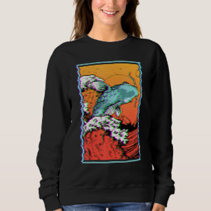 Koi-Fisch Karpfen Angeln Japanische Große Welle vo Sweatshirt