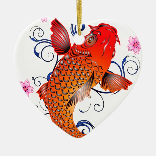 Koi Fisch-Karpfen-Ostblüte Keramikornament (Vorne)