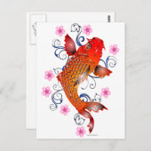 Koi Fisch-Karpfen-Ostblüte Postkarte (Vorne/Hinten)