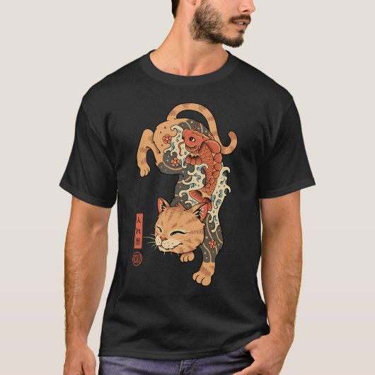 Koi-Fisch-Katze Irezumi T-Shirt (Vorderseite)