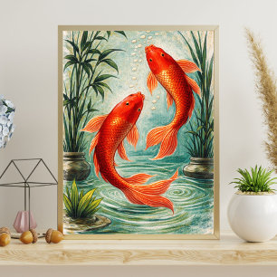 Koi-Fisch-Kunst Koi-Fisch-Illustration Japanis Poster
