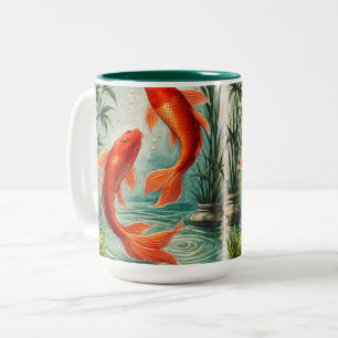 Koi-Fisch-Kunst Koi-Fisch-Illustration japanis Zweifarbige Tasse