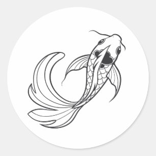 Koi-Fisch länglicher Körper und fließend Runder Aufkleber