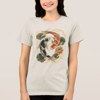 Koi-Fisch & Lotus Japanisch Inspiriertes Natur-T-S Tri-Blend Shirt