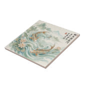 Koi-Fisch Lotus-Tusche-Wasch-Kunst Fliese (Seite)