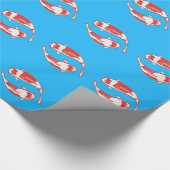 Koi-Fisch mit blauem Umhüllungspapier Geschenkpapier (Ecke)