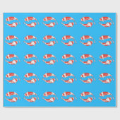 Koi-Fisch mit blauem Umhüllungspapier Geschenkpapier (Flach)