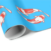 Koi-Fisch mit blauem Umhüllungspapier Geschenkpapier (Rolleneckpunkt)