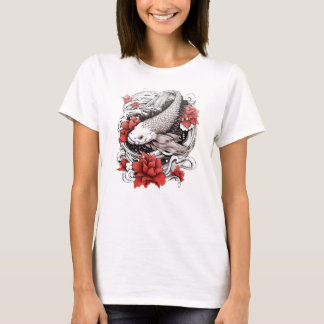 Koi Fisch mit Blume | Japanisches Design T-Shirt