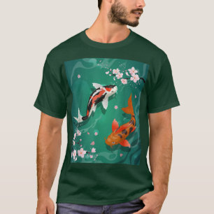 Koi-Fisch mit Kirschblüten-Sakura-Blume Japanisch T-Shirt