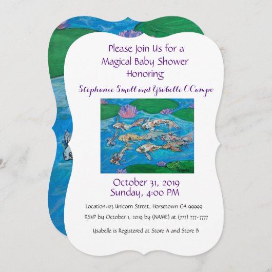 Koi Fisch-niedliche wildes Einladung (Vorne/Hinten)