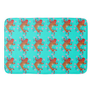 Koi Fisch Orientalisch orange Türkis elegant Badematte