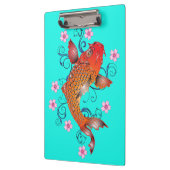 Koi Fisch Orientalisch orange Türkis elegant Klemmbrett (Links)