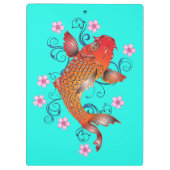 Koi Fisch Orientalisch orange Türkis elegant Klemmbrett (Rückseite)