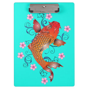 Koi Fisch Orientalisch orange Türkis elegant Klemmbrett
