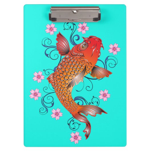 Koi Fisch Orientalisch orange Türkis elegant Klemmbrett (Vorderseite)