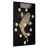 Koi Fisch orientalisch schwarz und gold floral ele Klemmbrett (Rechts)