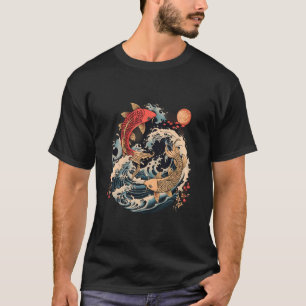 Koi-Fisch Ozean Japanischer Koi Karpfen Fisch Well T-Shirt