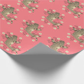 Koi Fisch Pfirsich und goldener orientalischer flo Geschenkpapier (Ecke)