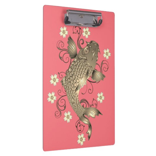Koi Fisch Pfirsich und goldener orientalischer flo Klemmbrett (Rechts)