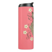 Koi Fisch Pfirsich und goldener orientalischer flo Thermosbecher (Nach links gedreht)