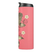 Koi Fisch Pfirsich und goldener orientalischer flo Thermosbecher (Nach rechts gedreht)