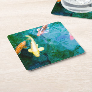 Koi-Fisch Rechteckiger Pappuntersetzer