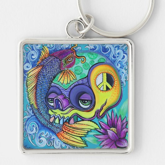 Koi Fisch-Schädel-Schlüsselanhänger Schlüsselanhänger (Vorne)