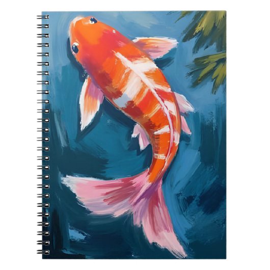 Koi-Fisch schöne Wasserfarbe Teich Malerei Notizblock (Vorderseite)