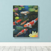 Koi Fisch Schwimmbad Lotus Blume Zen Malerei Leinwanddruck (Insitu (Holzboden))
