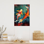 Koi Fisch Schwimmen in einem Teich Poster (Küche)
