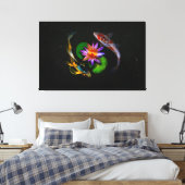 Koi Fisch Schwimmen um die Blume Lotus im Zen-Teic Leinwanddruck (Insitu (Schlafzimmer))