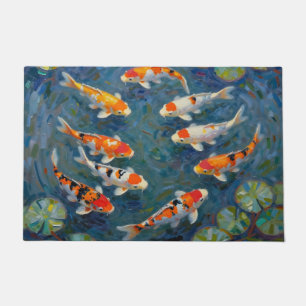 Koi-Fisch Seerosen Impressionistischer Teich Fußmatte