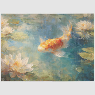 Koi-Fisch-Seerosenteich-Decoupage Seidenpapier
