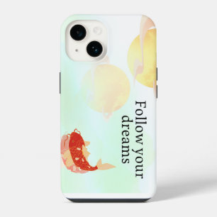 Koi-Fisch-Traum-Zitat Kunstprint – "Folge Deinen T iPhone 14 Hülle