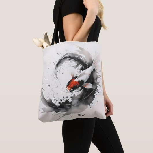 Koi-Fisch-Tuschemalerei Tasche (Von Nahem)