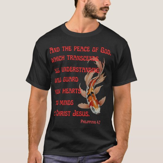 Koi-Fisch und Bibelvers T-Shirt (Vorderseite)
