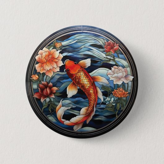 Koi Fisch und Kamelien im asiatischen Stil aus gef Button (Vorderseite)